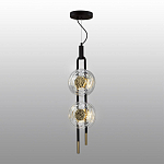 Подвесной светильник с черным основанием и золотистым декором Bruno Duo варинант исполнения - 4 | Loft Concept в Ульяновске