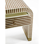 Тумбочка прикроватная с ящиком Tofino Stripes Bone Inlay Bedside Beige варинант исполнения - 3 | Loft Concept в Ульяновске