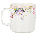 Кружка из фарфора белая с цветочным принтом 400 мл Flower Porcelain Collection варинант исполнения - 1 | Loft Concept в Ульяновске