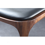 Стул деревянный с мягким сиденьем из черной натуральной кожи Moon Walnut Furniture варинант исполнения - 9 | Loft Concept в Ульяновске