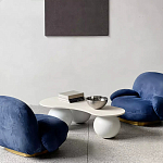 Дизайнерский журнальный стол с изогнутой столешницей на круглых ножках Rigilyr варинант исполнения - 3 | Loft Concept в Ульяновске