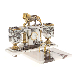 Настольный письменный набор из мрамора с декором в виде льва в подарочной упаковке Marble Accessory варинант исполнения - 2 | Loft Concept в Ульяновске