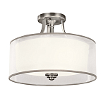 Потолочный светильник с двойным цилиндрическим плафоном из белого стекла и прозрачной органзы Kichler варинант исполнения - 7 | Loft Concept в Ульяновске