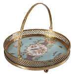 Блюдо круглое с ручкой и голубым фарфоровым дном с цветочным рисунком Blue Garden варинант исполнения - 1 | Loft Concept в Ульяновске