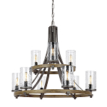 Люстра с цилиндрическим плафонами из толстого волнистого стекла в индустриальном стиле Feiss варинант исполнения - 1 | Loft Concept в Ульяновске