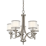 Люстра с белыми тканевыми абажурами в прозрачных стеклянных цилиндрах Kichler варинант исполнения - 6 | Loft Concept в Ульяновске