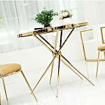 Обеденный стол с чёрной круглой столешницей на золотых ножках Rive Gauche Table варинант исполнения - 1 | Loft Concept в Ульяновске