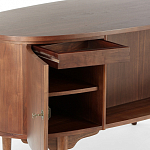 Дизайнерский письменный стол округлой формы с 4-мя ящиками и дверкой с полочками Rili варинант исполнения - 3 | Loft Concept в Ульяновске