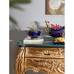 Чаша темно-синяя фарфоровая с бронзовыми ручками и ажурным ободком Eden Garden варинант исполнения - 4 | Loft Concept в Ульяновске