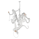 Люстра с тремя фигурами обезьян с лампочками в руках белого цвета Hanging Monkey варинант исполнения - 1 | Loft Concept в Ульяновске