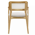 Стул обеденный с мягким сиденьем и спинкой из плетеного ротанга Wood and Textile Chair варинант исполнения - 4 | Loft Concept в Ульяновске