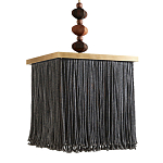 Люстра квадратная с бахромой и подвесом из деревянных бусин Psyche варинант исполнения - 2 | Loft Concept в Ульяновске