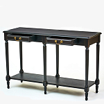 Консоль черная из массива березы с полкой и двумя ящиками Vintage варинант исполнения - 2 | Loft Concept в Ульяновске