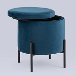 Синий пуф на черных ножках SANJAY варинант исполнения - 2 | Loft Concept в Ульяновске