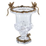 Ваза из прозрачного стекла на бронзовой подставке с ободком и ручками в виде стрекоз Eden Garden варинант исполнения - 1 | Loft Concept в Ульяновске