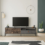 ТВ-тумба с раздвижными дверцами Mallin Metal TV Stand варинант исполнения - 4 | Loft Concept в Ульяновске