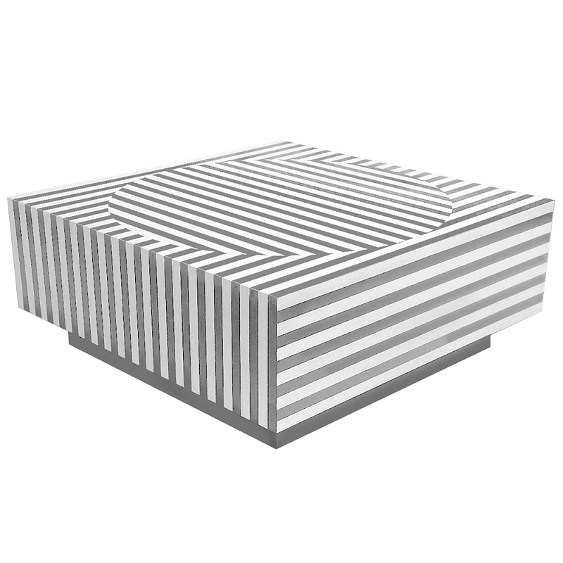 Большой журнальный Стол с инкрустацией Mandika Bone Inlay Coffee Table Серый Белый в Ульяновске | Loft Concept 