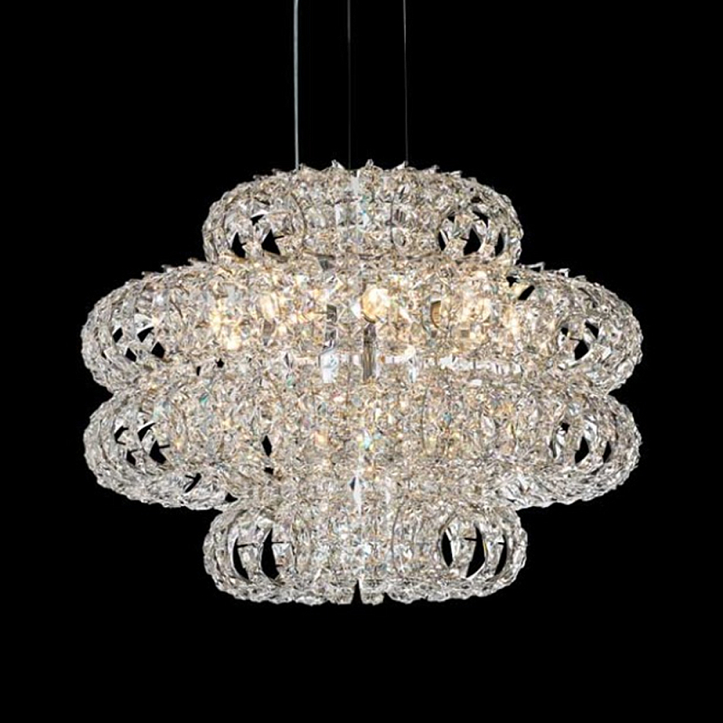 Люстра круглая с россыпью хрусталя Perfection of Diamonds Хром Прозрачный в Ульяновске | Loft Concept 