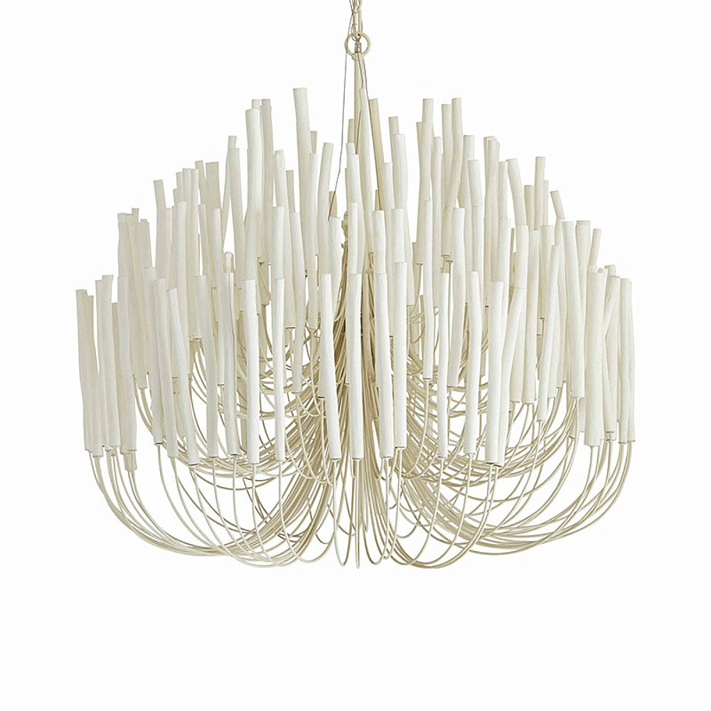 Люстра белая с несколькими ярусами деревянных палочек Bright Wooden Chandelier Белый в Ульяновске | Loft Concept 