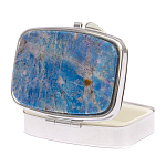 Таблетница карманная прямоугольная на 2 отделения с зеркалом и накладкой из натурального камня Лазурит Silver Stone Pillboxes варинант исполнения - 2 | Loft Concept в Ульяновске