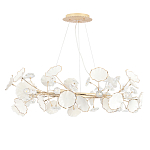 Люстра круглая с белыми лепестками из керамики и прозрачными хрустальными цветками Диаметр 82 см Wintery flovers варинант исполнения - 2 | Loft Concept в Ульяновске