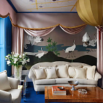 Обои ручная роспись Tsuro Cranes Original colourway on Tarnished Silver gilded paper варинант исполнения - 1 | Loft Concept в Ульяновске