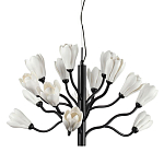 Люстра подвесная черного цвета с ветвями и белыми фарфоровыми цветами Floralis варинант исполнения - 1 | Loft Concept в Ульяновске