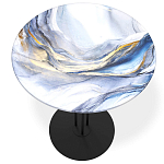 Стол журнальный с круглой бело-голубой столешницей из стекла White and Blue Marble варинант исполнения - 2 | Loft Concept в Ульяновске