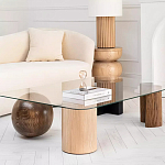 Дизайнерский журнальный стол с прозрачной столешницей и ножками в форме геометрических фигур Pytusin варинант исполнения - 2 | Loft Concept в Ульяновске