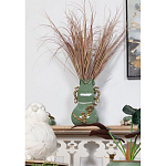 Ваза зеленого цвета из фарфора с бронзовыми ручками в виде драконов и рельефным цветочным декором Eden Garden porcelain and bronze варинант исполнения - 7 | Loft Concept в Ульяновске