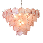 Люстра с каскадом из круглых розовых стеклянных дисков Pink Light Waterfall варинант исполнения - 5 | Loft Concept в Ульяновске