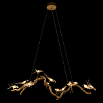 Люстра подвесная линейная с прозрачными стеклянными птичками на ветвях Serip Voa варинант исполнения - 3 | Loft Concept в Ульяновске