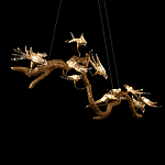 Люстра подвесная линейная с прозрачными стеклянными птичками на ветвях Serip Voa варинант исполнения - 9 | Loft Concept в Ульяновске