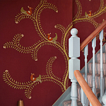 Обои с вышивкой ручной работы Fyodor Original colourway on Merlot linen варинант исполнения - 2 | Loft Concept в Ульяновске