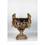 Чаша темно-синего цвета с фигурками ангелов и рельефным декором Eden Garden porcelain and bronze варинант исполнения - 1 | Loft Concept в Ульяновске