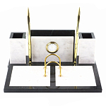 Настольный письменный набор из белого мрамора с часами Marble Accessory варинант исполнения - 1 | Loft Concept в Ульяновске