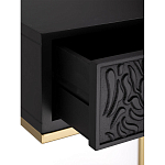 Приставной столик с резным узором на выдвижном ящике Black Table Carved Pattern варинант исполнения - 3 | Loft Concept в Ульяновске