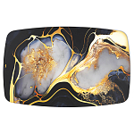 Обеденный стол с прямоугольной черно-золотой столешницей из стекла на 4-х металлических ножках Gold and Black Marble варинант исполнения - 2 | Loft Concept в Ульяновске