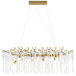 Люстра подвесная прямоугольная с бронзовыми акцентами и прозрачными стеклянными каплями Droplet Chandelier варинант исполнения - 1 | Loft Concept в Ульяновске