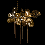 Люстра подвесная с 18-ю стеклянными плафонами с вертикальными подвесками Gilded Mirage  варинант исполнения - 4 | Loft Concept в Ульяновске