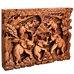 Панно из дерева пять слонов Panel With Animals варинант исполнения - 2 | Loft Concept в Ульяновске