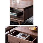 Кофейный стол из дерева с ящиком и нишей для хранения Coffee Walnut Table варинант исполнения - 4 | Loft Concept в Ульяновске