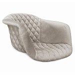 Барный стул со спинкой и мягкой обивкой с ромбами на 4-х деревянных ножках Бежевый Велюр Ava Charm варинант исполнения - 2 | Loft Concept в Ульяновске