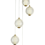 Каскадная люстра с 5-ю плафонами из акрила в виде шара Felice Chandelier Brass варинант исполнения - 2 | Loft Concept в Ульяновске