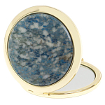 Зеркало карманное складное круглое из натурального камня Лазурит в подарочной упаковке Gold Stone Mirrors варинант исполнения - 2 | Loft Concept в Ульяновске