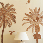 Обои с вышивкой ручной работы Deco Palms Raffia on linen варинант исполнения - 1 | Loft Concept в Ульяновске