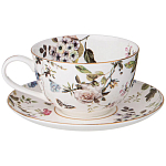 Чайный сервиз из фарфора белый с рисунком цветов на 6 персон 14 предметов Garden Whisper Porcelain Set  варинант исполнения - 1 | Loft Concept в Ульяновске