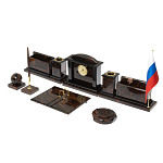 Настольный письменный набор с часами из природного камня обсидиана  Gift for Manager варинант исполнения - 2 | Loft Concept в Ульяновске
