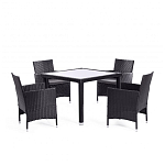 Обеденный комплект из искуственного ротанга Vintara черный варинант исполнения - 1 | Loft Concept в Ульяновске