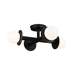 Потолочный светильник с тремя белыми матовыми стеклянными плафонами в форме шаров на черном основании Generation Lighting варинант исполнения - 2 | Loft Concept в Ульяновске